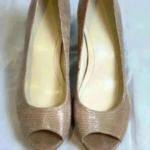 Calvin Klein Open toe Leather Pumps Tan (Size 7.5)